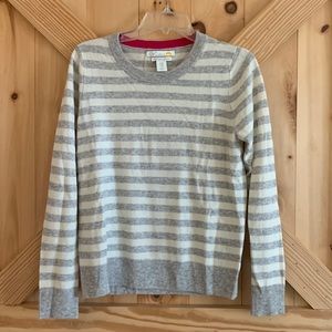 Gray and white stripe cashmere sweater